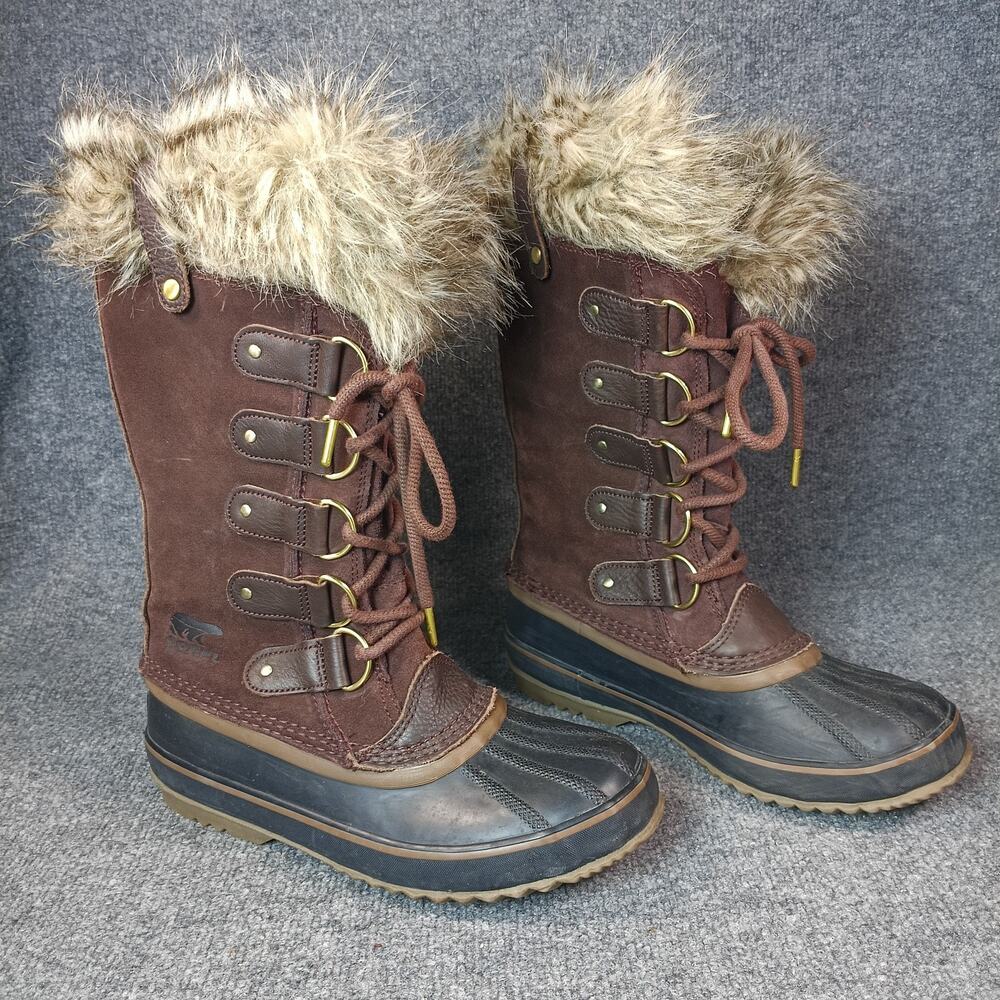 Sorel Winter Boots Women Size 9.5 Brown Joan Of Arctic Waterproof Fur Trim